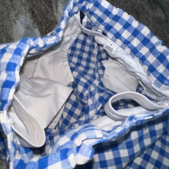 Janie and Jack, Blue Gingham Checker Plaid Linen Blend Shorts, Adjustable Boys 5 - Picture 8 of 14